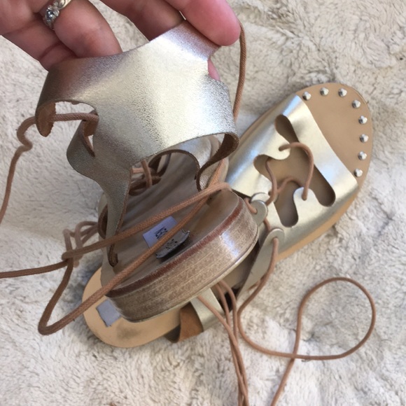 Steve Madden | Espadrilles Metallic Studded Lace Up Sandals - Picture 4 of 8